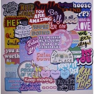 50 Piece English Phrases Stickers Quotes Waterbottle Laptop Bedroom Supplies NIP